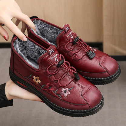 💝Mocassins en cuir et fourrure pour femmes âgées, doux et chauds