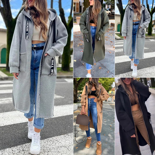 🌸 Elegant lång sweatshirt med sidofickor – perfekt för lager-på-lager och ensam