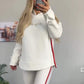 💖Kvinnors Långärmad Randig Casual Huvtröja & Byxor