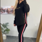 💖Kvinnors Långärmad Randig Casual Huvtröja & Byxor