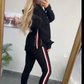 💖Kvinnors Långärmad Randig Casual Huvtröja & Byxor