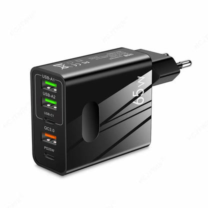 🔥60% Rabatt🔥 65W snabbladdare med flera portar