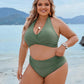 👙Magstödjande baddräkter med blygsam hög midja bikiniset