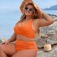 👙Magstödjande baddräkter med blygsam hög midja bikiniset