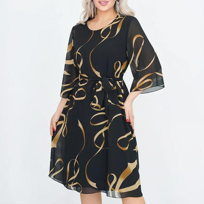 💃Elegant, lös midiklänning med volangärmar