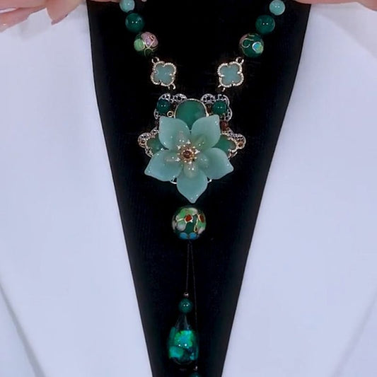 💞 Lyxigt Lotus Opal-halsband Gosbye Sweater Chain Accessoarer