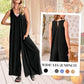 V-ringad ärmlös jumpsuit med vida ben för kvinnor