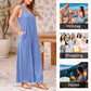 V-ringad ärmlös jumpsuit med vida ben för kvinnor