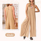 V-ringad ärmlös jumpsuit med vida ben för kvinnor
