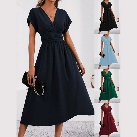 👗✨ Elegant V-ringad midjeformad klänning