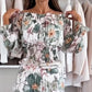 💖Blommigt tryck Off-Shoulder Top & Maxikjol Tvådelat Set