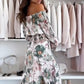 💖Blommigt tryck Off-Shoulder Top & Maxikjol Tvådelat Set