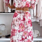 💖Blommigt tryck Off-Shoulder Top & Maxikjol Tvådelat Set