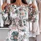 💖Blommigt tryck Off-Shoulder Top & Maxikjol Tvådelat Set