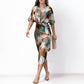 😍🛒Begränsat erbjudande👗Elegant satinklänning med tryck för kvinnor