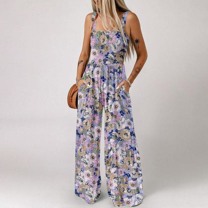 🌼Jumpsuits för kvinnor med casual tryck och ärmlösa overaller