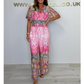 🌷Summer Hot Sale-49% rabatt🩵Bohemisk jumpsuit med vida ben och tryck
