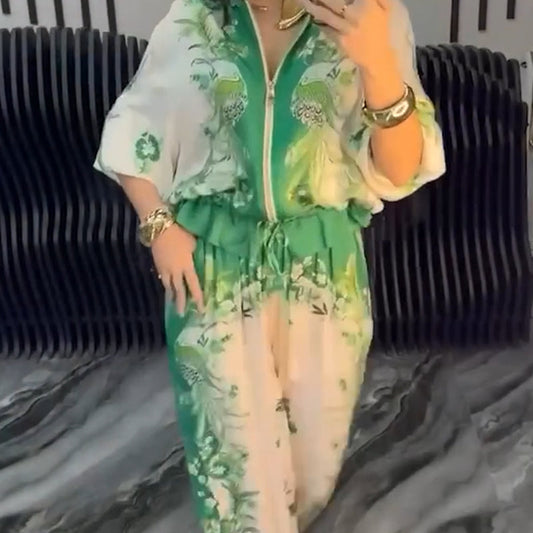 🔥Elegant tvådelat set med dragkedja för kvinnor