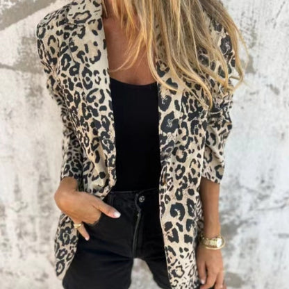 Blazer med leopardtryck för dammode