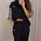 🌺 Patchwork Sweatshirt med leopardtryck