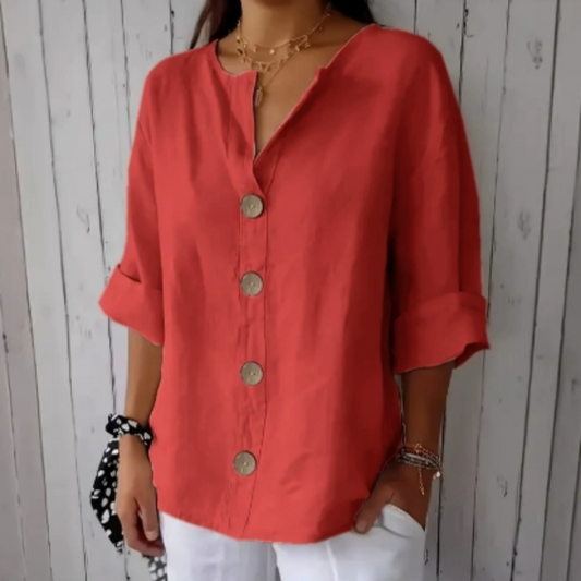 👚 50% RABATT NU! 🌿 Kvinnors Löst sittande Knäppskjorta – Andningsbar, Skrynkelbeständig & Lättskött – Perfekt För Vardag Eller Kontor ✨