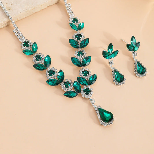 💎Elegant halsband och örhängen med blommiga vattendroppar, 2-delat set💕