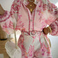 🌼Dam vintage 2-delat set - Retro blommig topp och shorts