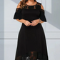 🔥Bästsäljare🔥 👗 Trendig off-shoulder-klänning med vacker spetsfåll – mjukt och andningsbart för fest och vardag