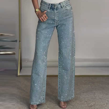 🔥Jeans med strassdetaljer och raka ben