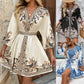 ⏳Time-limited Special⏰Women's Printed Tie-Waist V-Neck Dress👗