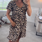 ⏳Tidsbegränsat specialerbjudande⏰Kvinnors avslappnade miniklänning med leopardmönster👗