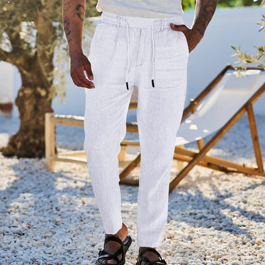 👖 Löst sittande fritidsbyxor för herr med dragsko – justerbar midja, praktiska snedfickor, avslappnad stil. ✨