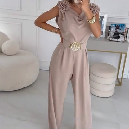 💖Ärmlös jumpsuit med blomstersmyckning för kvinnor🌸
