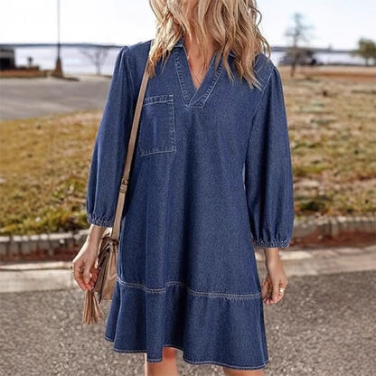 🎉Denna veckas specialförsäljning - 50% rabatt✨Casual denimklänning för kvinnor🔥Köp 2 och få fri frakt