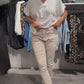 V-Neck Top Cropped Pants 2-delat set för kvinnor