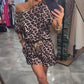 Set med off-shoulder-top och shorts med leopardmönster