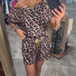 Set med off-shoulder-top och shorts med leopardmönster