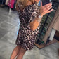 Set med off-shoulder-top och shorts med leopardmönster