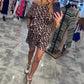 Set med off-shoulder-top och shorts med leopardmönster