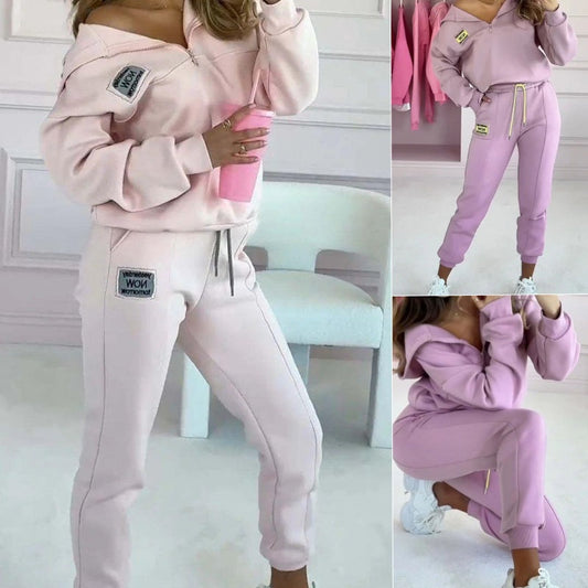 Ett modernt tvådelat set med hoodie-tröja och byxor med dragsko🔥Köp 2 och få fri frakt