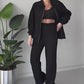 Zip-Up Track Jacket & Wide-Leg Pants Set för damer🔥Köp 2 och få fri frakt