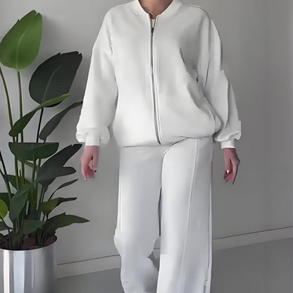 Zip-Up Track Jacket & Wide-Leg Pants Set för damer🔥Köp 2 och få fri frakt