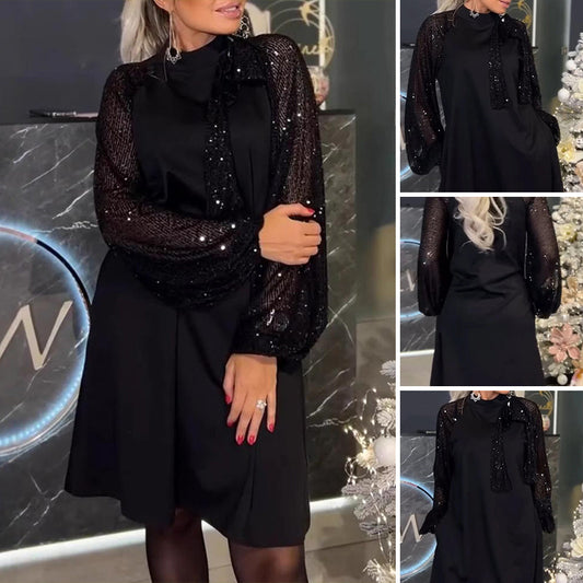✨💋Glittrande patchworkklänning med paljetter för kvinnor🔥Köp 2 och få fri frakt