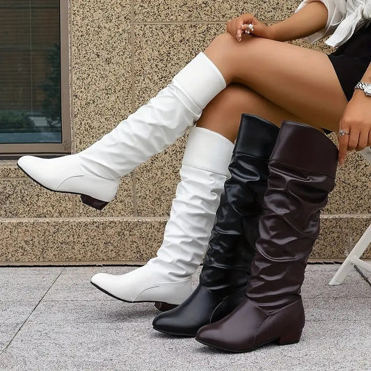 ✨Slouchy plisserade höga stövlar för kvinnor