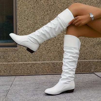 ✨Slouchy plisserade höga stövlar för kvinnor