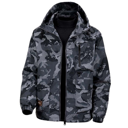 Camouflage Huvjacka med Flera Fickor för Herrar