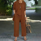 👗✨ Elegant avslappnat 3-delat set med vida ben