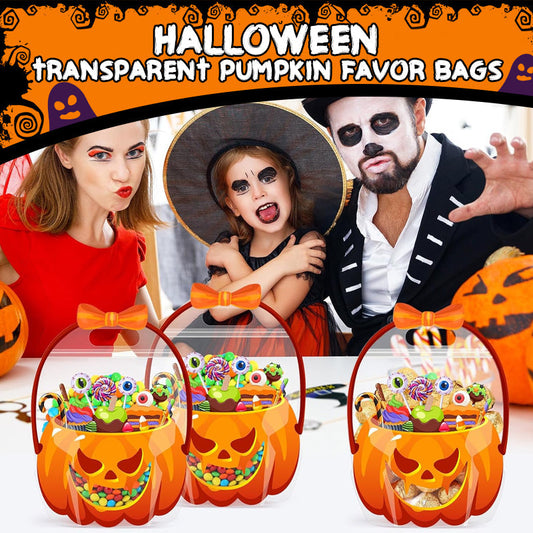 👻Halloween-bästsäljare🎃Halloween-transparenta pumpapåsar✨Perfekta för fester, trick-or-treat och klassrumspresenter