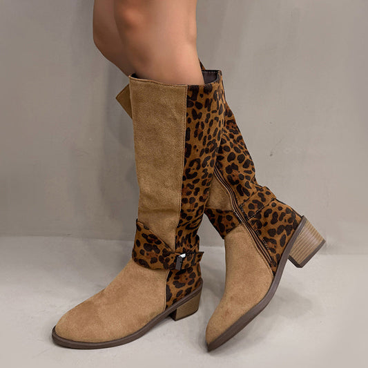 Ridstövlar med leopardmönster för kvinnor🎁Köp 2 och få fri frakt