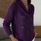 Sparkle Cowl Neck långärmad topp🎁Köp 2 och få fri frakt